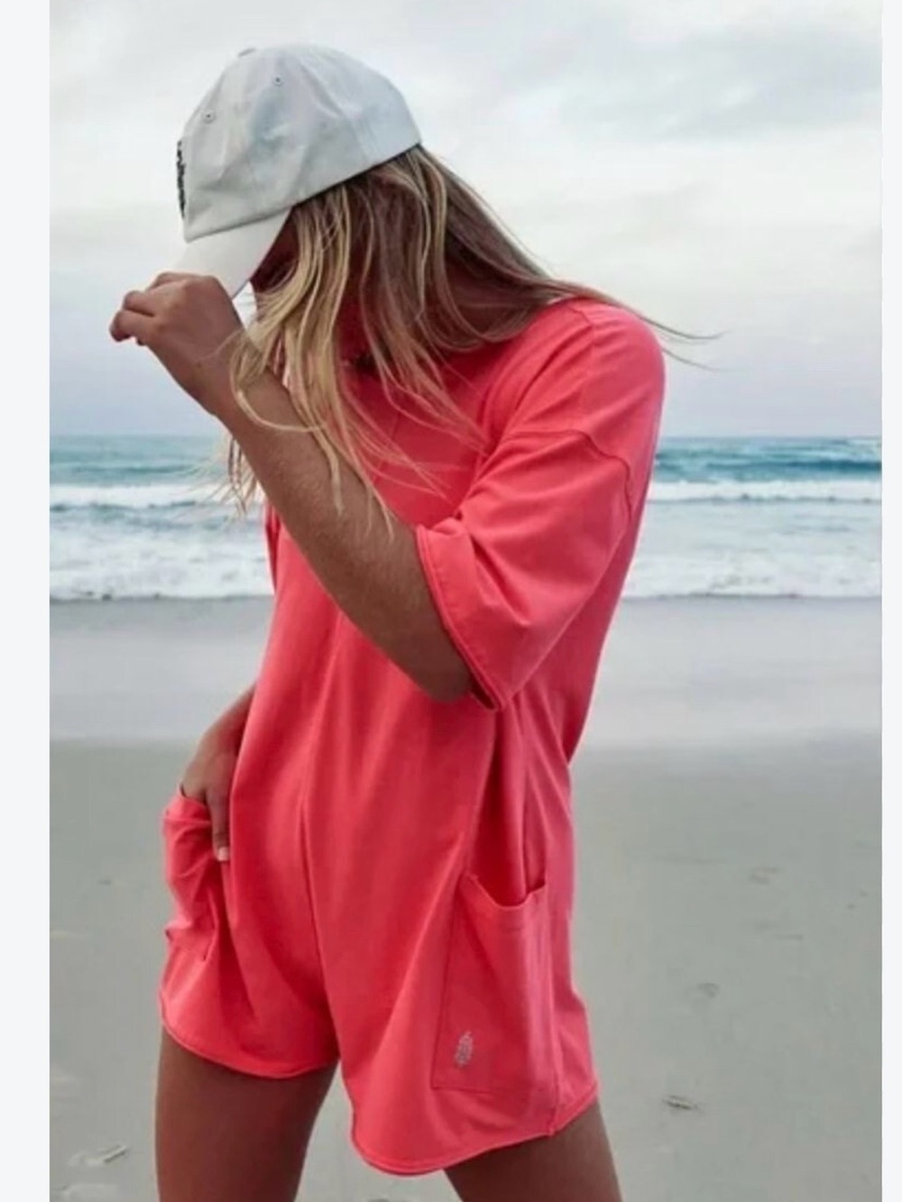 FP Movement by Free People Coral Pink One-Piece Romper